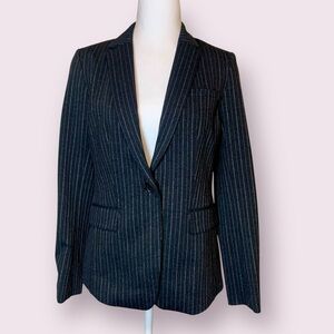 NWT Banana Republic Factory Pinstripe Suit Jacket Blazer Black White Size 6 P